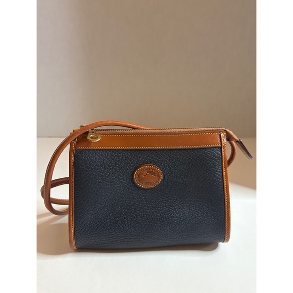 Dooney & Bourke Handbags - Dooney & Bourke Vintage All Weather Leather Crossbody Bag Navy Blue Tan USA
